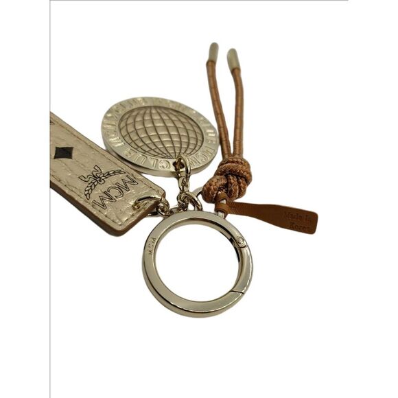 MCM Berlin Gold Visetos Disco Ball Charm Keychain